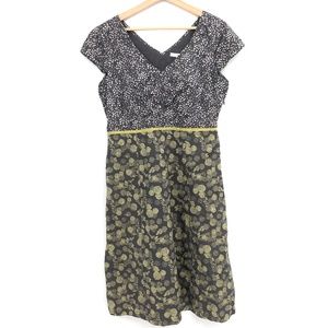 Boden women's shirt dress grey green floral midi